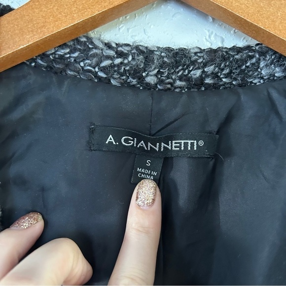 A. Giannetti Black Grey Tweed Blazer Suit Jacket Formal Small - Picture 3 of 7